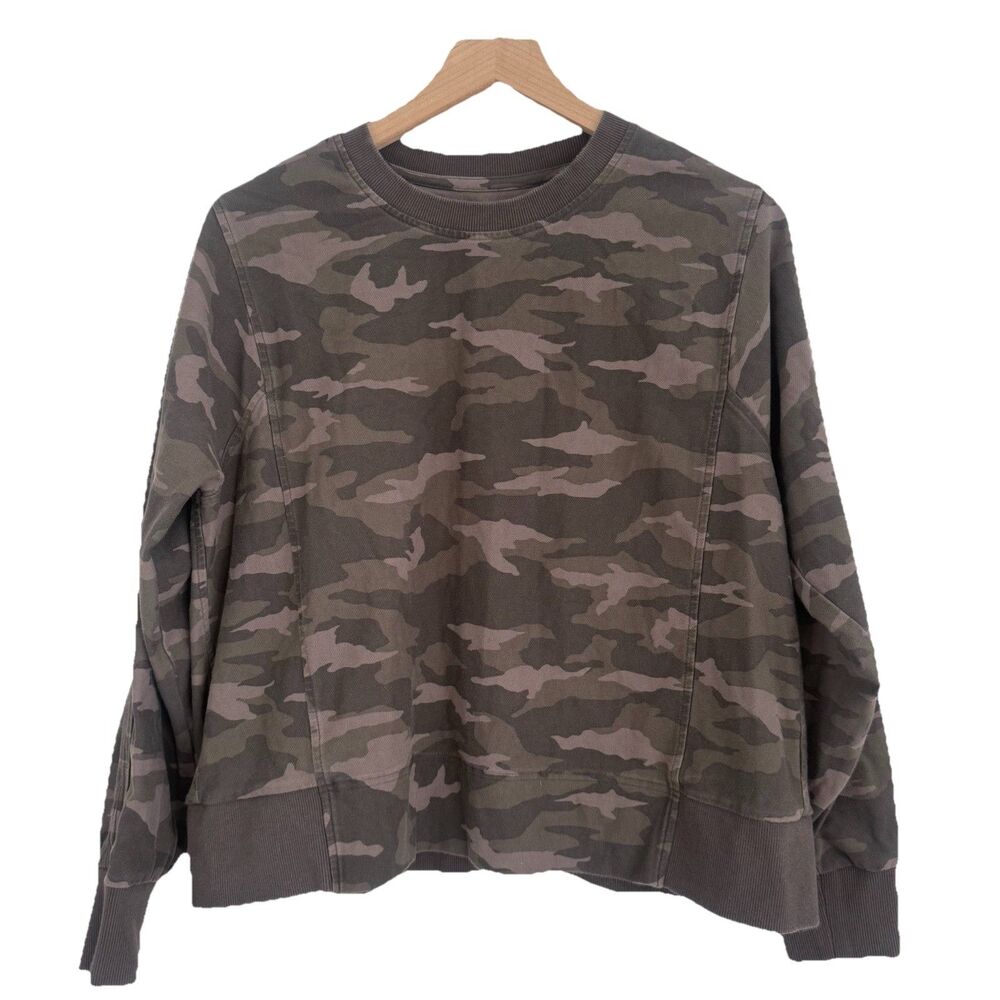 Athleta Olive Green Farallon Camouflage Pullover Sweatshirt